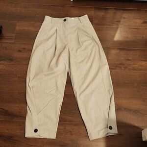 New ZARA Women's Loose-Fitting Beige Grey Dress Pants